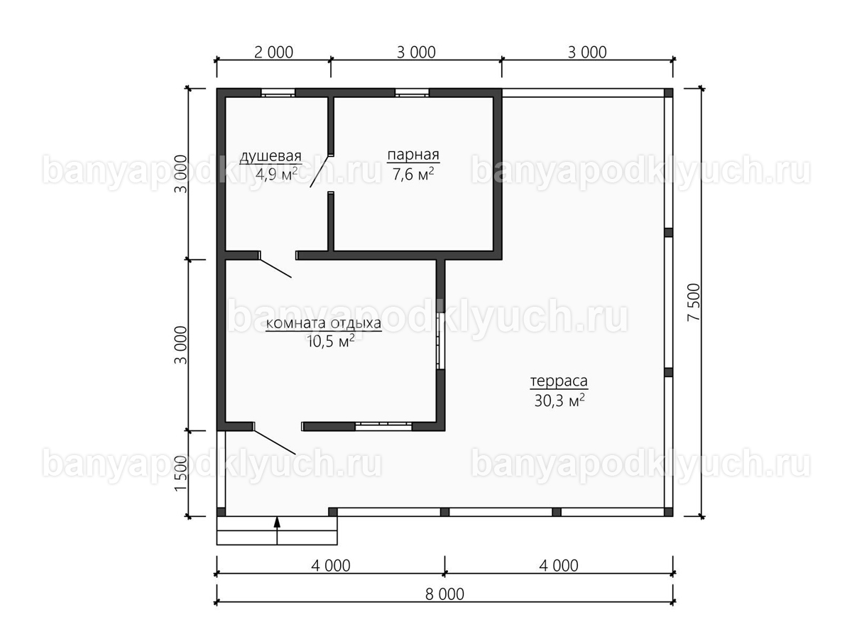 Каркасная баня 8x7.5 м Каркасная баня 8x7.5 м